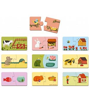 Janod J02708 - Correspondencias Juego De Association-Puzzle Duonimo 20 Piezas, Multicolor